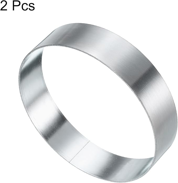 HARFINGTON 2Pcs Round Cake Ring 3.15 x 1 Inch Seamless Stainless Steel Pastry Mousse Dessert Ring Mirror Coating for Baking Cooking English Muffins Crumpet Making Tool