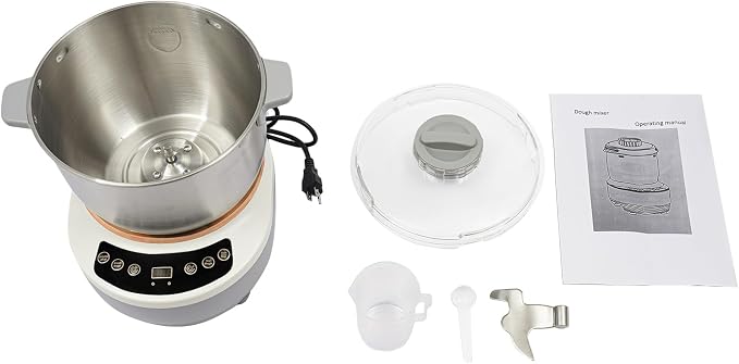 7L/1.84 Gal Electric Dough Maker with Fermentation, 250W Dough Mixer Machine, Built-in Microcomputer Timer,Digital Screeny, Automatic Kneading Machine for Bakery (Silver + Grey)