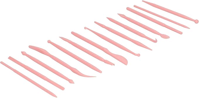 Pilipane Clay Modeling Tools Clay Carving Tools Cake Modeling Tools Cake Shaping Tools Cake Sculpting Tools 14PCS Set PP Plastic Lightweight for Cake Decorating DIY Baking (Pink)