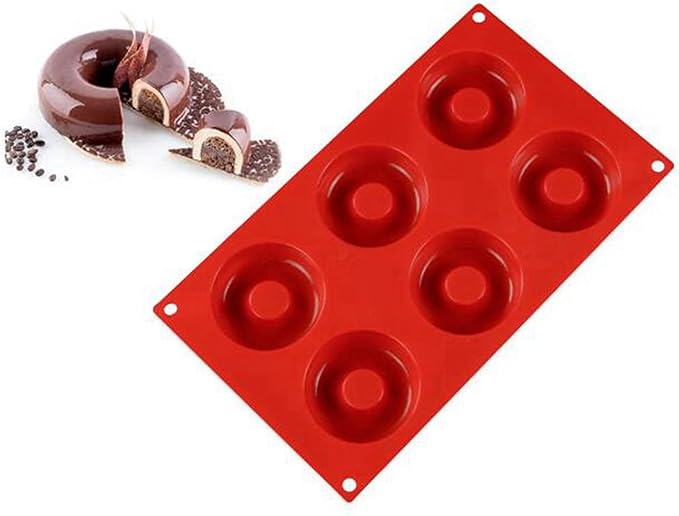6 Cavity Donut Mold Silicone Non-stick Baking Tray Heat-resistant Reusable Folded Donuts Maker Colorful Soft Dessert Making Tool