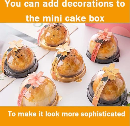 WOPPLXY 200 Pcs Mini Cake Containers, Clear Plastic Small Cupcake Boxes with Dome Lids, Mini Cupcake Container, Mini Flan Container for Individual Cookies Cheesecake Mooncake Desserts