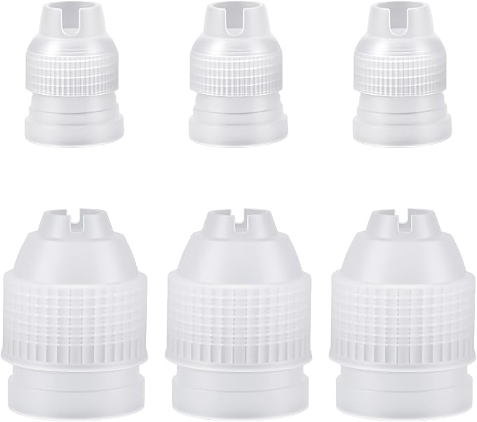 6 Pcs Couplers for Piping Bags - Two Sizes Piping Bags Couplers - White Pastry Bag Coupler for Icing Nozzles cake tip coupler Decorating