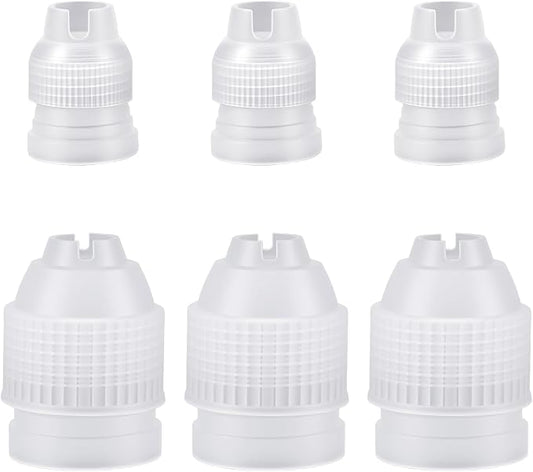 6 Pcs Couplers for Piping Bags - Two Sizes Piping Bags Couplers - White Pastry Bag Coupler for Icing Nozzles cake tip coupler Decorating