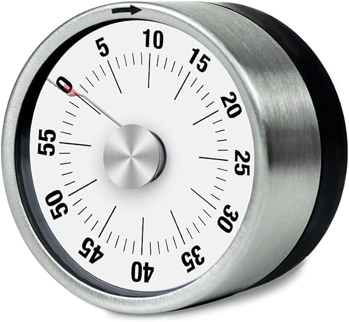 1Pcs White Mechanical Kitchen Countdown Timer with Magnetic Back 60-Minute Visual Timer for Kids, Toddlers, Teachers, Time Management Tool for Study, Cooking, Baking Timers