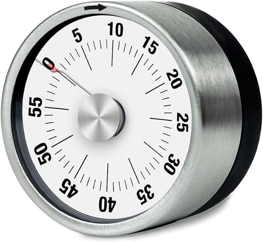1Pcs White Mechanical Kitchen Countdown Timer with Magnetic Back 60-Minute Visual Timer for Kids, Toddlers, Teachers, Time Management Tool for Study, Cooking, Baking Timers