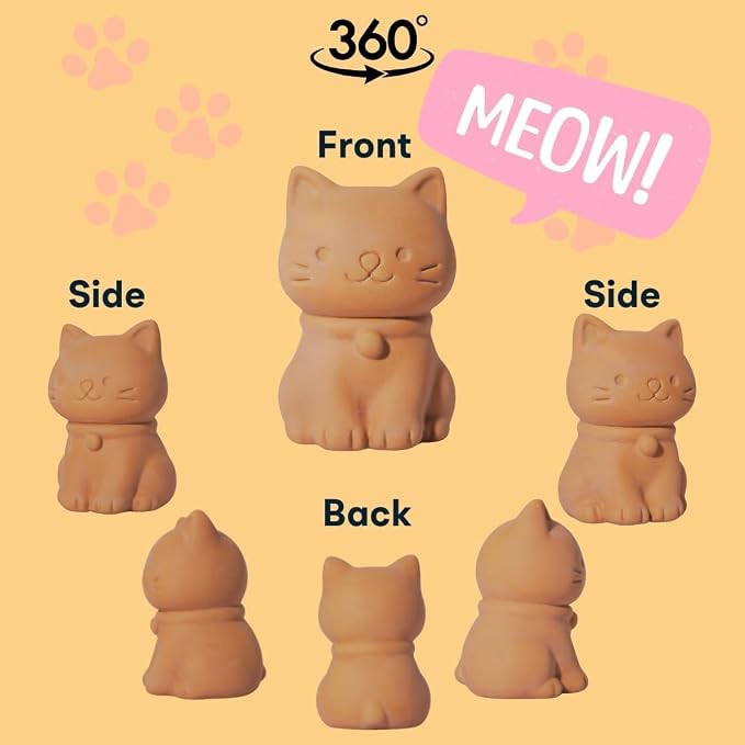 Sifri Terracotta Brown Sugar Keeper – Cat Shaped Sugar Saver, Natural Clay Moisture Holder for Baking Essentials Like Cookies, Marshmallows & Herbs – Reusable Kitchen Freshness Solution