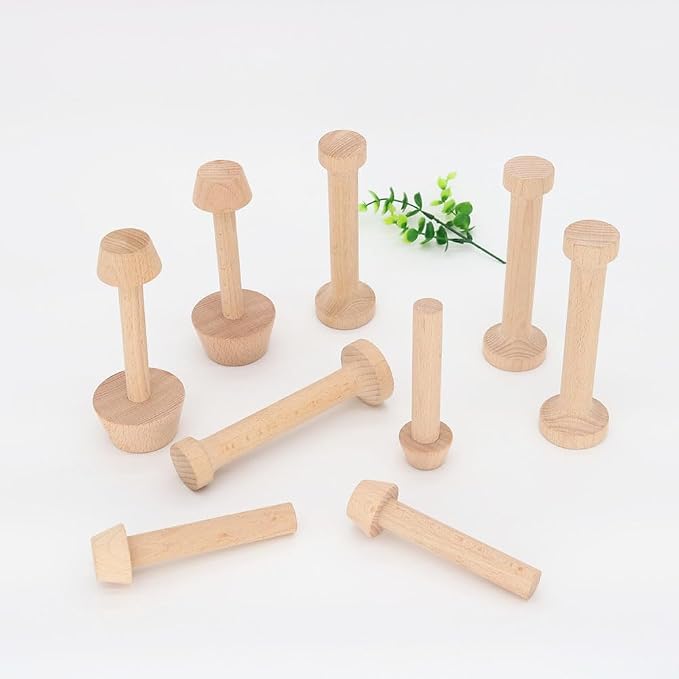 2 Pcs Wooden Tart Tamper Muffin Presser Mold Egg Tart Press Tool Baking Pastry Dough Pusher Double Side Tamper for Kitchen