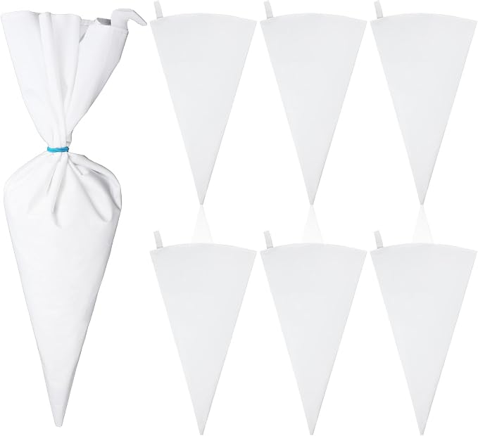 Kifmurase 6PCS Reusable Piping Pastry Bags 24 Inch Reusable Cloth Frosting Bags White Thickened Tipless Piping Bag for Cake Cupcakes Cookies Frostingm, Cake Baking Decoration Frosting Tools