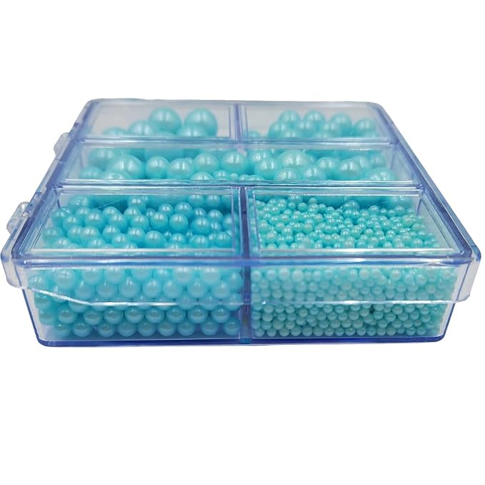 Blue Pearl Sprinkles for Baking, 4 Sizes Mix Size, Edible Pearls for Cupcake Topper, Ice Cream, Cookie, Donuts, Cake Decorating (2mm, 4mm, 7mm, 10mm)