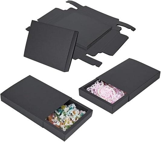 BENECREAT 10 Pack Kraft Paper Drawer Box 20x15x3cm Black Soap Jewelry Candy Treat Snacks Boxes Small Gift Boxes for Valentine's Day Wedding Party Favors, Gift Packaging