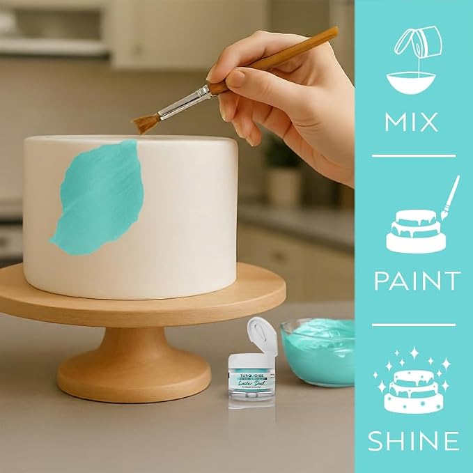 Luster Dust - Turquoise (4g 1x Jar) | Edible Vegan Dust & Paint for Cake Decorating, Ice Cream, Desserts, Cocktails and Beverages by Bakell
