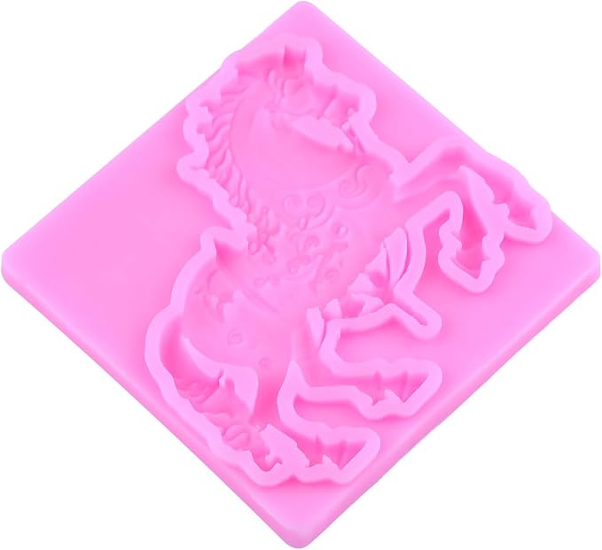 Carousel Horse Silicone Fondant Molds 3D Merry-Go-Round Chocolate Mold For Carousel Party Cake Decoration Cupcake Topper Candy Polymer Clay Chocolate Gum Paste Set Of 3