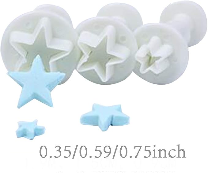 Star Small Fondant Plunger Cutter Set Cake Cookies Decorating Tool Mold-Tiny 3 Pieces（Mini）