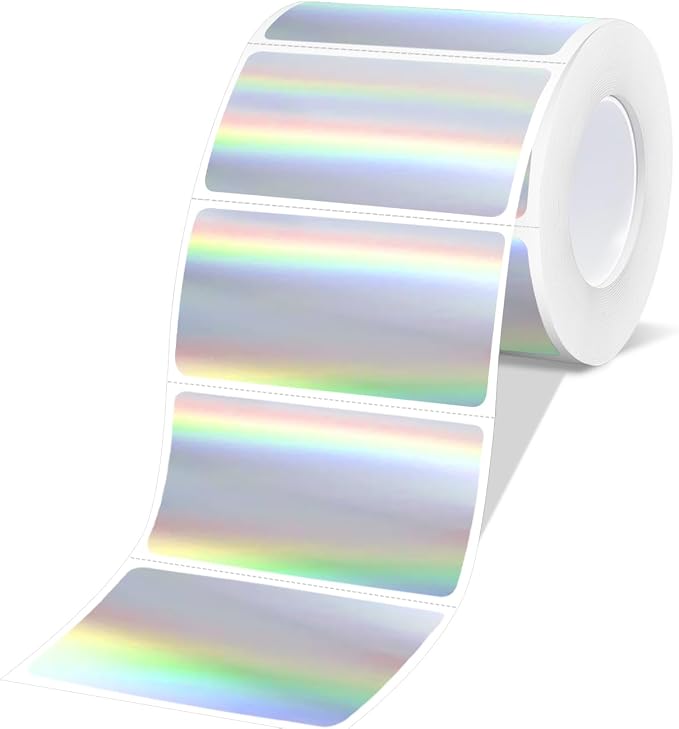500Pcs 2.25"x1.25" Holographic Thermal Labels, Rectangle Thermal Printer Labels, Waterproof Direct Thermal Stickers for Logo Design, Name/Price Tag, QR Code, Address