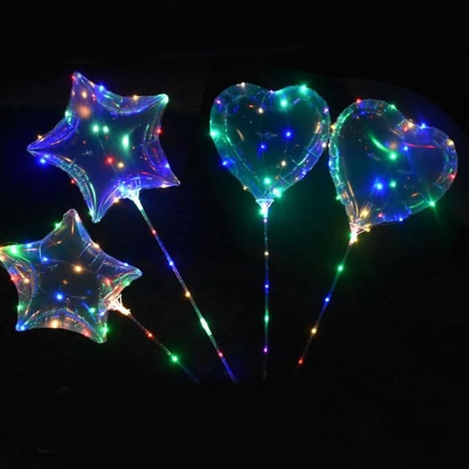 FAVOMOTO Heart Shape Led Balloons 9 Sets Glowing Transparent Light up Balloons for Birthday Wedding Party Stage Decorations