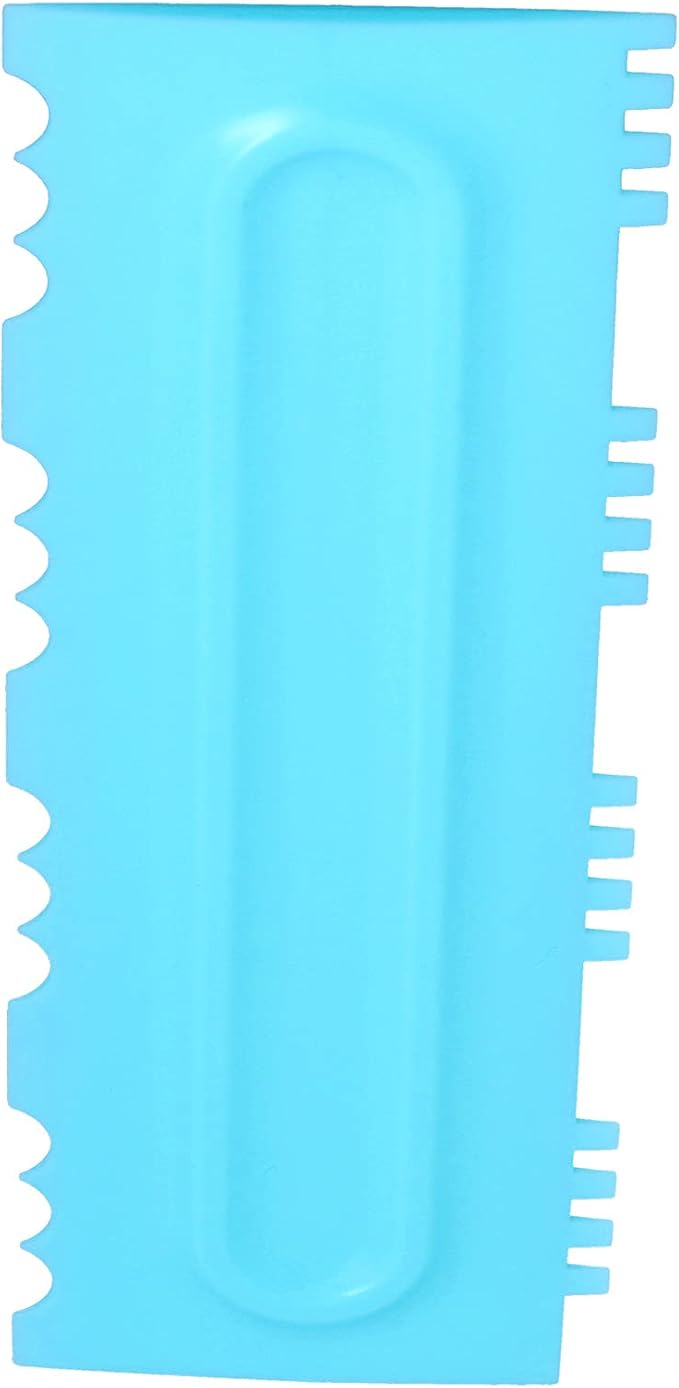 DIY Cream Scraper Combs, Cake Decorating Tool, Fondant Cake Pattern Modeling Kit with 12 Scrapers, Food Plastic Icing Smoother for Home Kitchen Bakery, Blue (Single (randomly issued))