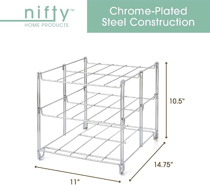 Nifty 3-Tier Oven Rack – Non-Stick, Dishwasher Safe, Use for Cooking Casseroles, Compact Collapsible Kitchen Storage, Chrome-Plated Steel Construction