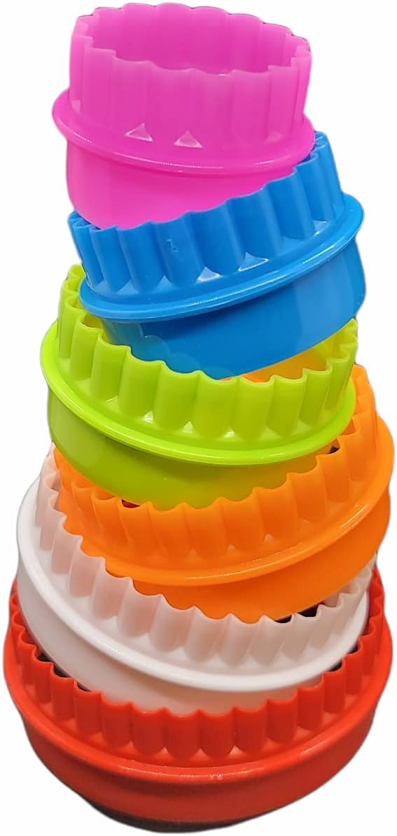 Handy Housewares 6pc Scalloped Biscuit/Cookie Dough Cutter Set, Round & Flower Edged, Dishwasher Safe, Plastic