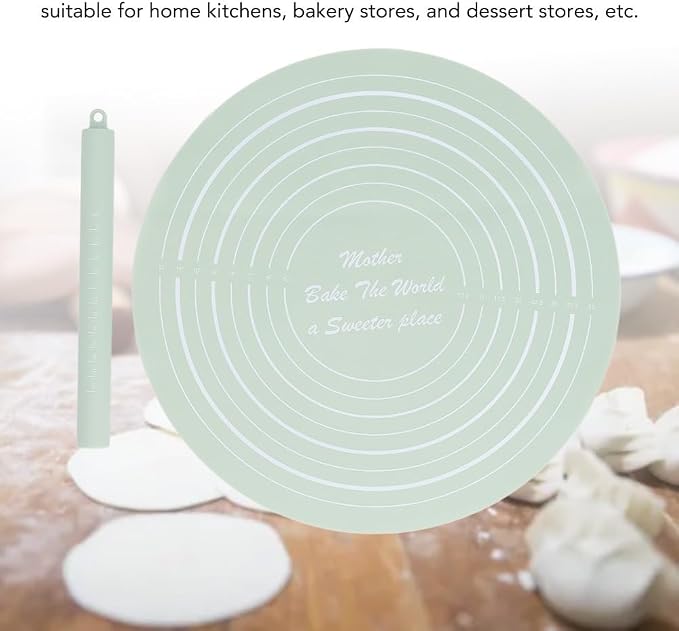 Measurement Markings and Non-Stick Mat – 13.19 Inch Dough Mat with Grid Guide for Baking, Pastry, Cookie Dough, Easy Clean Kitchen Accessory(Green)
