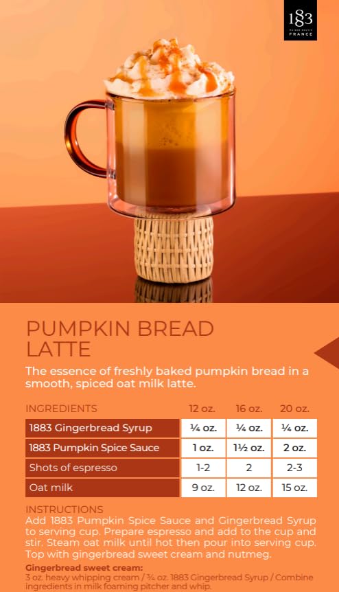 1883 Gingerbread Syrup for Drinks, Made in France, 1 Liter Glass Bottle