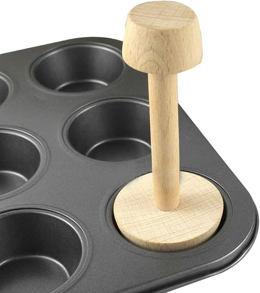 Tart Tamper Pastry Tamper Double Side Wooden Egg Tart Tamper Mold DIY Cake Pastry Pusher for Kitchen Party Baking Tools, Pie, Tart and Quiche Pans