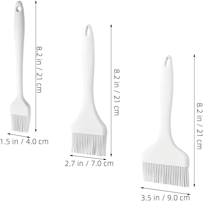 YARNOW 3Pcs Heat Resistant Basting Brushes: Silicone Oil Brush High Temp - 3.5/2.8/1.6" Meat Glazing Spreading, Dishwasher Safe Baking Grill Basting Pastry Applicator