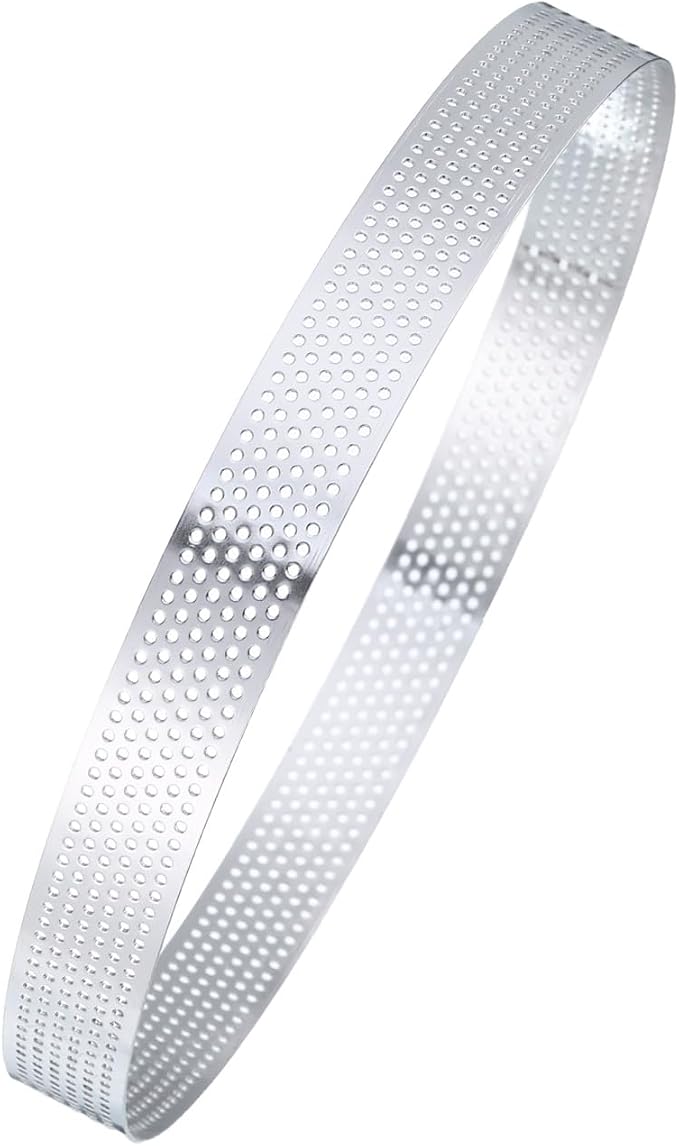 HARFINGTON Stainless Steel Tarts Rings 7.5" Perforated Metal Circle Baking Dessert Mousse Round Cake Ring Non Stick for Home Kitchen Food Cheese Making Tool