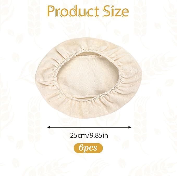 Bread Basket Liner Cloth 6 PCS 10 Inch Oval Bread Proofing Basket Cloth Liner Natural Rattan Banneton Basket Liner Proofing Cloth Sourdough Baking Dough Proofing Basket Cover for Home Baking Supplies