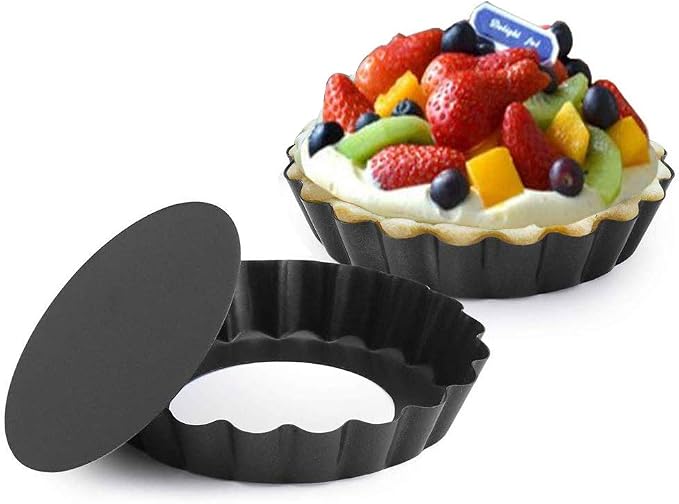 Gutsdoor 6 Pack Mini Tart Pan 4 Inch with Removable Bottom Quiche Pan Nonstick Round Quiche Pie Pan Set