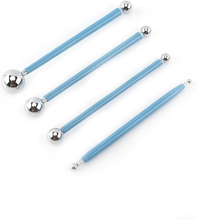 Walfront 4 Pcs Modeling Ball Tools Double Ended 8 Ball Stainless Steel Dotting Modeling Tools Clay Indentation DIY Ceramics Pottery Carving Tool Embossing Sculpting Set