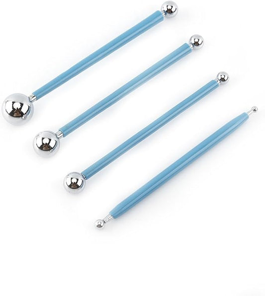 Walfront 4 Pcs Modeling Ball Tools Double Ended 8 Ball Stainless Steel Dotting Modeling Tools Clay Indentation DIY Ceramics Pottery Carving Tool Embossing Sculpting Set