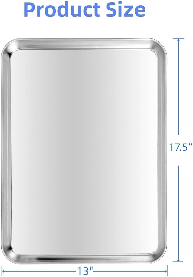 Stainless Steel Baking Sheet Set of 2, Cookie Sheet Baking Sheet Pan (17.5'' x 13'' x 1.1”, 2 Pack)