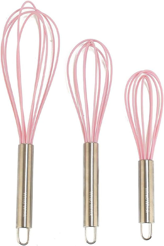 Silicone Whisk Set - Non-Scratch - Pink