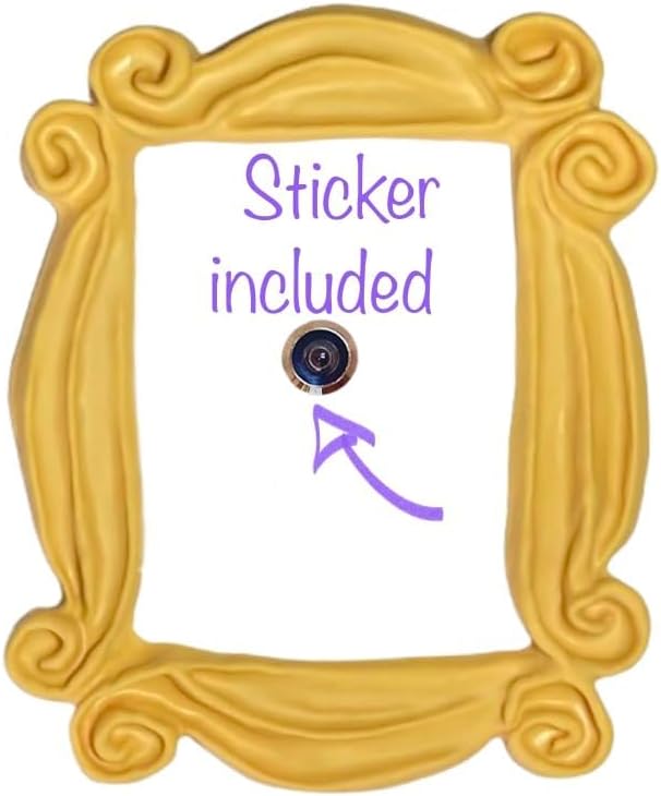 HANDMADE WITH LOVE BY FATIMA. Yellow Frame. It Includes a PEEPHOLE STICKER, It has Also Two Side Tape in The Back. Ready to Hang. Replica of The Frame seen in Monica's Door. Friends Present.