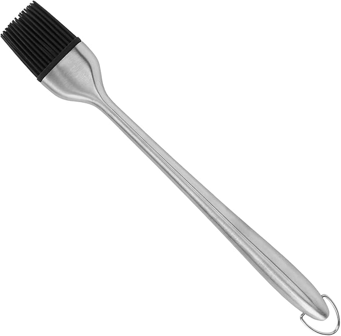 Silicone Basting Brush with Stainless Steel Handle - Heat Tolerant Up to 450°F for Grilling/Baking/Cooking - Non Shed Oil & Sauce Brush, Dishwasher Safe (430 hollow handle round head large size)