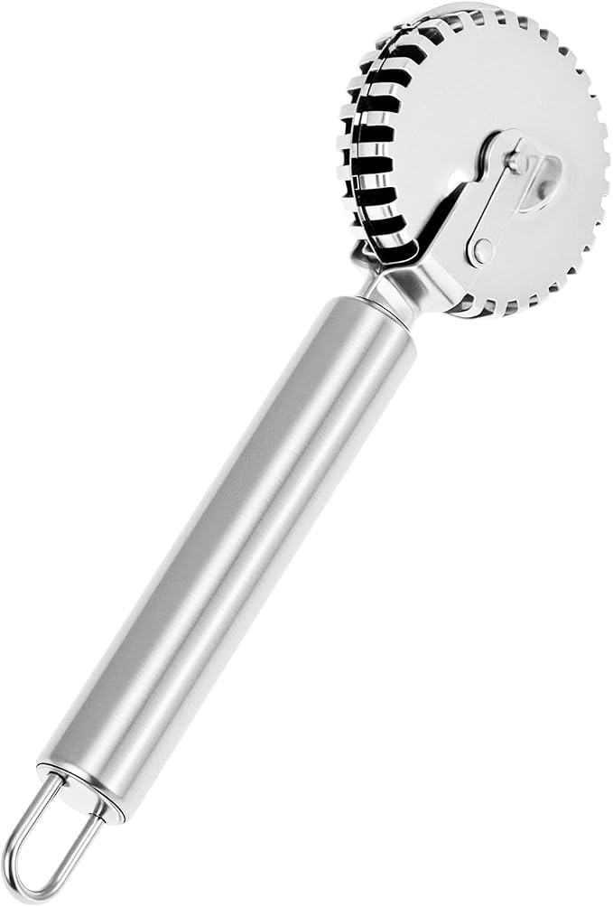 QWORK Ravioli Cutter, 430 Stainless Steel Pasta and Pastry Tool with Ergonomic Handle, Dishwasher Safe for Effortless Cutting, Sealing, and Crimping