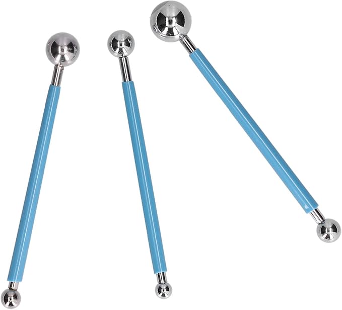 4 Pcs Stainless Steel Ball Sculpting Tool Set for Fondant Cake Decorating DIY Baking Clay Modeling Handcraft Kit with 8 Different Size Ball Heads Reusable