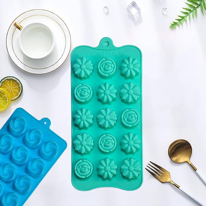 Silicone Gummy Candy Molds - 4Pcs Chocolate Mold, Non-stick and Bpa Free for Jelly, Chocolate, Baking, Wax Melt, Ice Cubes