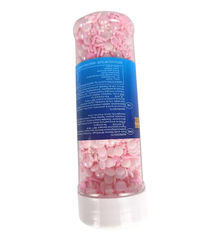 Pearl Sugar Chrismtas Sprinkles Candy 120g/4.2oz Mixing Size Baking Cake Decorations Cupcake Toppers Jimmies Cookie Decorating Celebrations Wedding Shower Party Xmas Supplies (Pink)