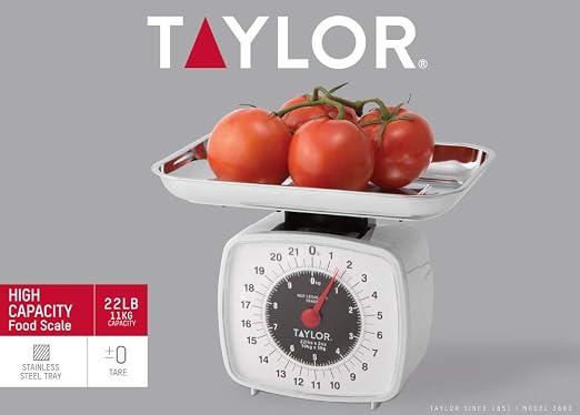 Taylor Analog Kitchen Scale Mechanical Food Scale, 22 lb Capacity, Multicolor(Pack of 6)