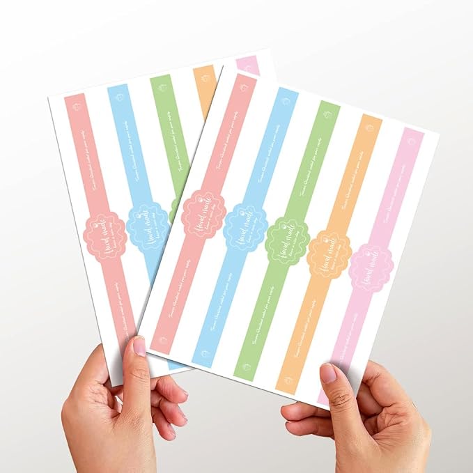 300 Pcs Food Retail Package Seal Stickers 1" x 9" Safe Secure Tamper Evident Lids Stickers,Baking Gift Box Sticker for Handmade Baking Craft Arts