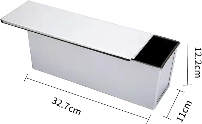 Pullman Loaf Pan with Lid Aluminumed Steel Pullman Loaf Pan Commercial Grade Non Stick Bread Pan with Lid (13x4.3x4.8in)