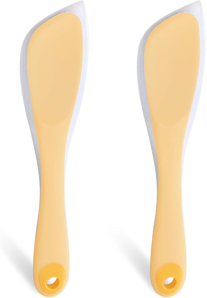 Silicone Spatula Set, 600°F Heat Resistant Spatulas for Nonstick Cookware, Rubber Scrapers for Baking, Stirring, Mixing, Scraping and Spreading, Egg, Cake and Burger (Yellow, 2)