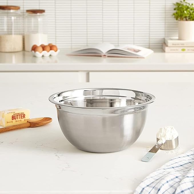 YBM HOME Heavy Duty Professional Stainless Steel Mixing Bowl – Commercial Grade Deep Prep & Serving Bowl for Baking, Cooking, Dough Mixing & Food Prep, Dishwasher Safe, Set of 3, 5, 6.5, 10 Quarts