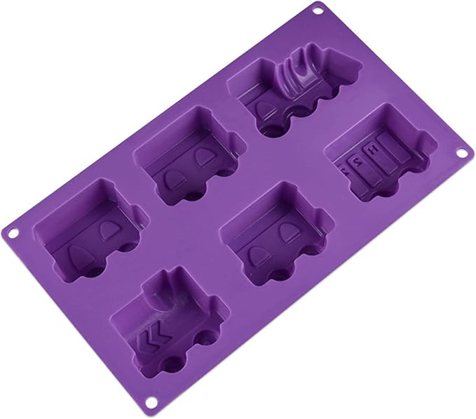 FantasyDay 1 Pack Cartoon Train Silicone Muffin Mold & Cupcake Baking Pan for Birthday Theme Party, Muffin Cups, Ice Cube, Soap, Wafer, Cake, Tart, Pie, Flan, Dough, Donut