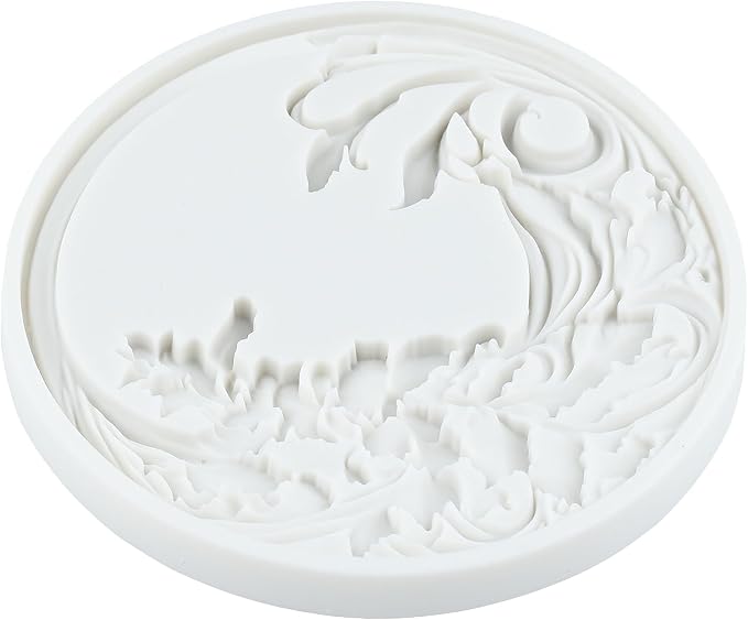 Flower Wreath Silicone Mold Baroque Scroll Leaf Fondant Molds for Cake Decorating Chocolate Cupcake Topper Candy Polymer Clay Gum Paste