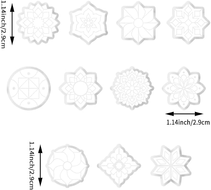 Xaekicr 11 Pcs Mandala Polymer Clay Cutters - Geometric Flower & Boho Shape Jewelry Making Tools for Earrings, Pendants & DIY Crafts, Soft Clay Molds