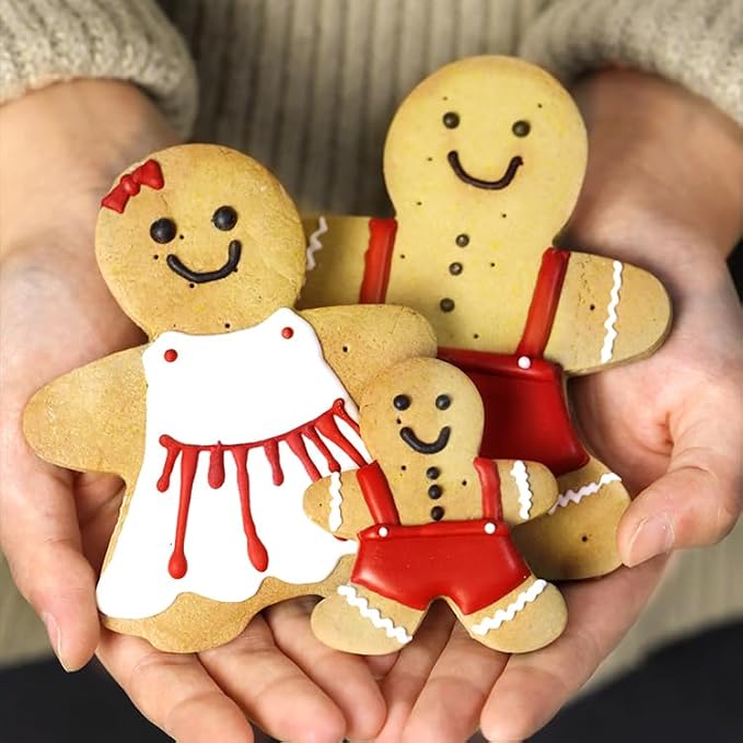 4Pcs Gingerbread Man Cookie Cutters, Size 4.5" 3.1" Ginger Boy and Girl Shaped Holiday Cookie Cutter Set, Stainless Steel Christmas Molds