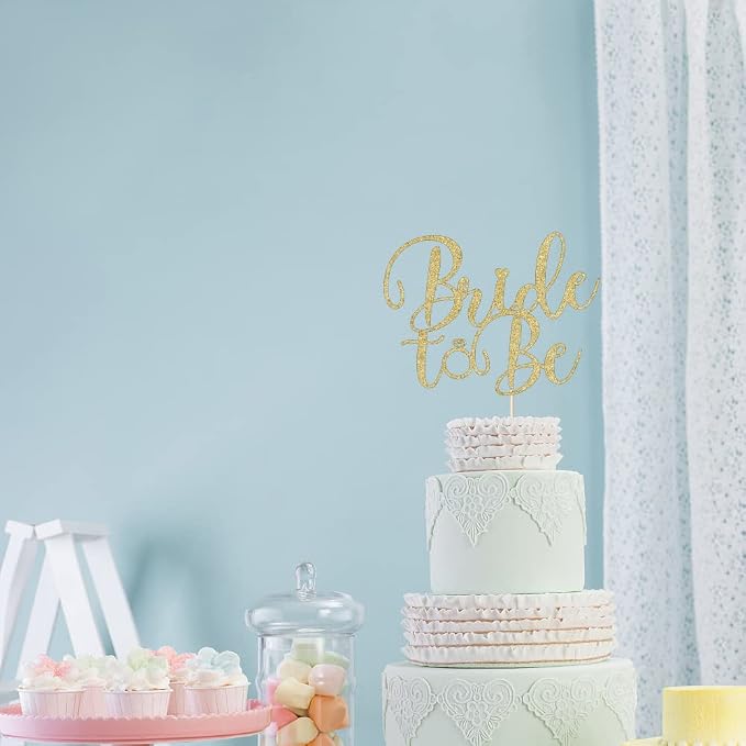 Glitter Bride to Be Cake Topper - Bridal Shower Cake Topper,for Wedding Shower;Engagement;Bachelorette;Hen Party Decorations (golden)