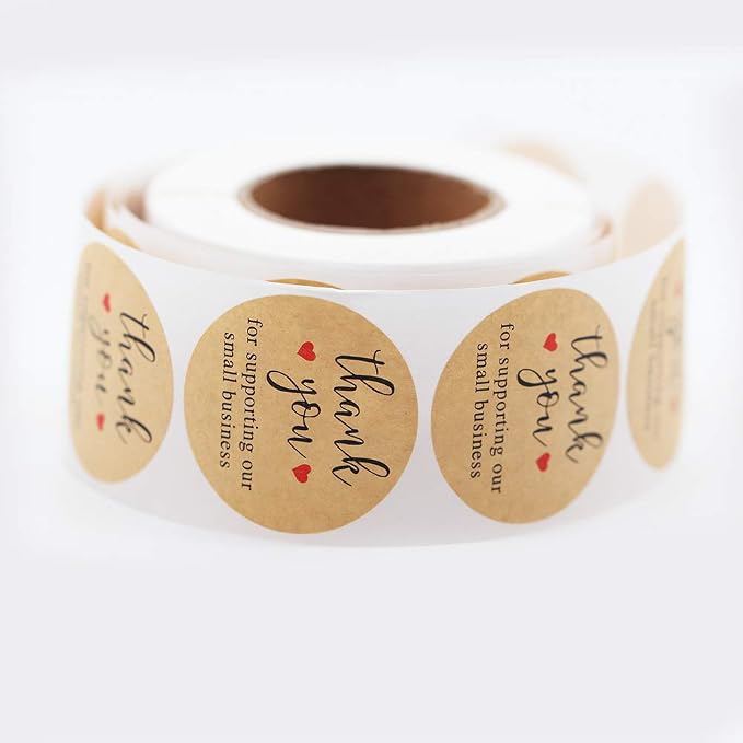 YOGET 1.5'' Thank You for Supporting Our Small Business, Kraft Paper Thank You Stickers, 500 Labels Per Roll